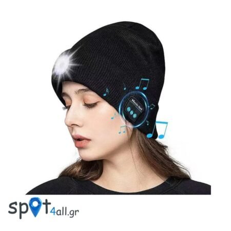 M02 Σκούφος Bluetooth με Ενσωματωμένα Ακουστικά, Μικρόφωνο & Φακό LED
